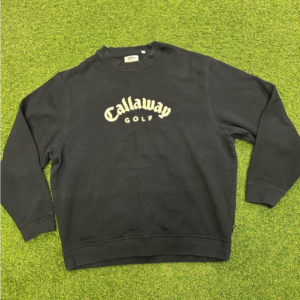 Callaway Golf Sport Mens Medium Black Embroidered Crewneck Sweatshirt Pullover